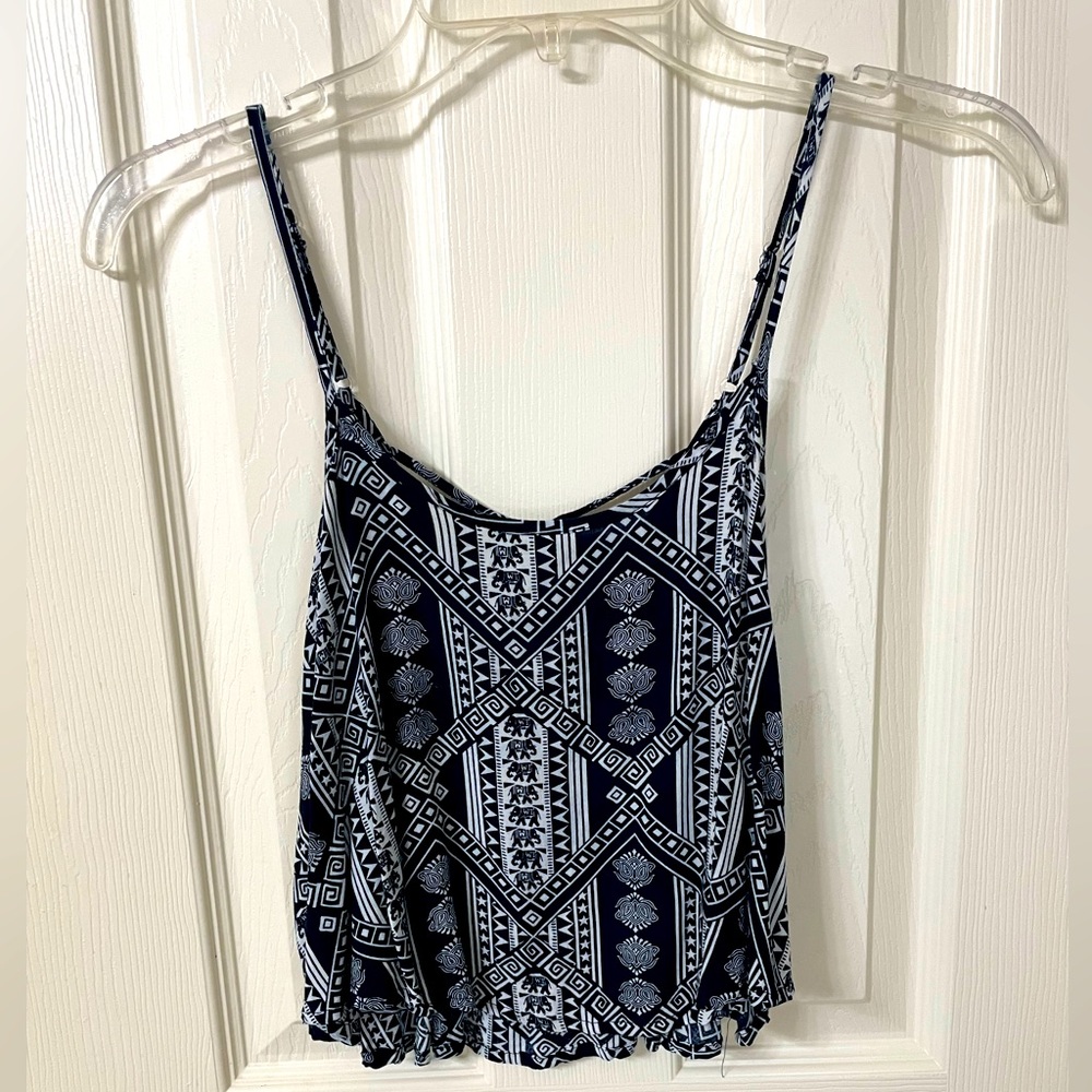 Navy & White Crop Top